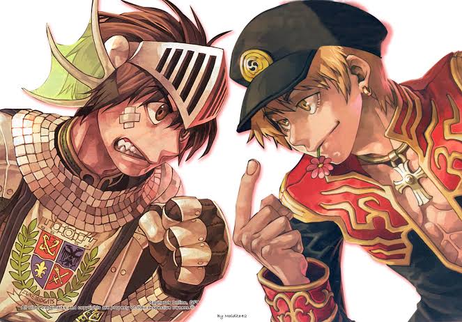 Two rival guild members facing each other down